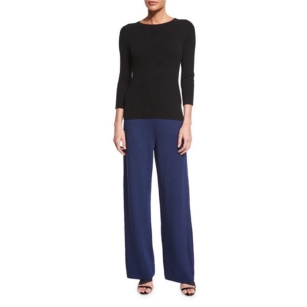 St. John Collection Textured Wide Leg Pants size 10 Blue